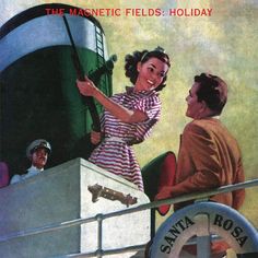 an advertisement for the san francisco electric field's holiday, featuring two people on a boat