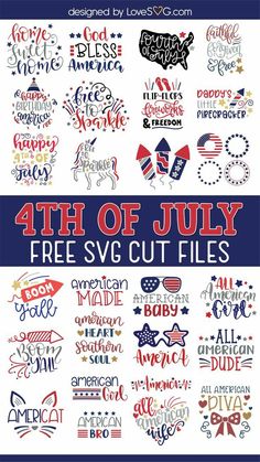 the fourth of july free svg cut files are available for use in crafts and other projects