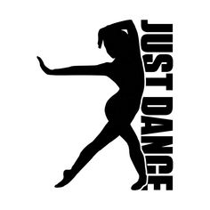 the logo for just dance is shown in black and white, with an image of a woman dancing