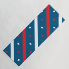 a red, white and blue tie with stars on it is shown against a gray background