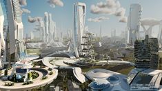 an artist's rendering of a futuristic city