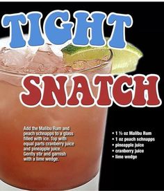 an advertisement for a cocktail called tiki snatch