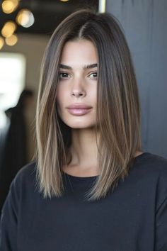 Shoulder Length Hair Ideas, Medium Length Hairstyles For Women, Balyage Hair, One Length Hair, Haircuts To Try, Black Hair Balayage, Medium Length Hairstyles, Straight Hair Cuts, Summer Haircuts