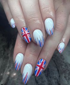 White And Blue Nail, Europe Nails, Royal Nails, Royals Nails