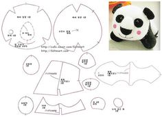 the instructions for how to make a stuffed panda bear with its eyes closed and ears open