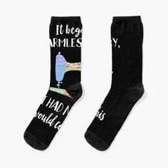 two socks with words on them that say it's been apples, i had no world