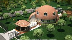 an artist's rendering of a circular house in the middle of trees