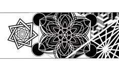 an abstract black and white design with geometric shapes in the center, on a white background