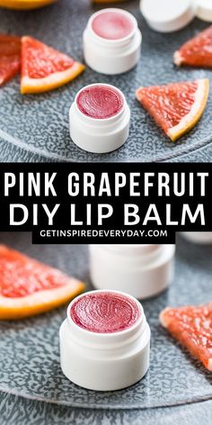 Grapefruit Lip Balm, Lip Balm Packaging Ideas, Watermelon Lip Balm, Homemade Lip Balm Recipe, Diy Makeup Recipe, Homemade Body Care, Lip Scrub Diy