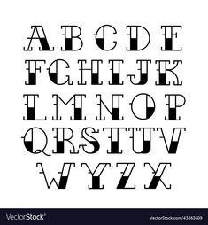 a set of black and white alphabet letters