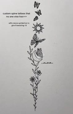 a drawing of flowers and butterflies on a white background with the quote, custom apple tattoos that no one else has