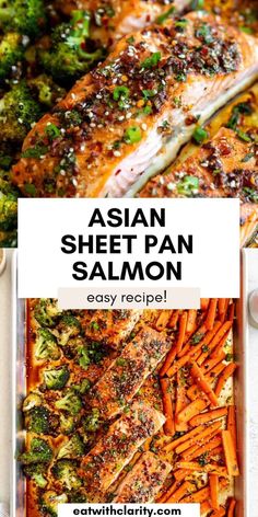 This soy glazed sheet pan salmon is easy to make, healthy, gluten free and perfect for a quick 30 minute dinner. Asian Salmon Recipes Baked, Sheet Pan Salmon And Veggies, Asian Salmon Recipes, Salmon And Veggies, Sheet Pan Salmon, Pan Salmon, Asian Salmon