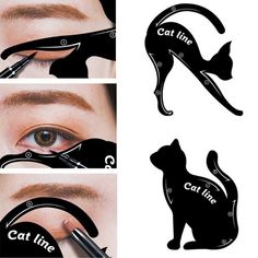 Color: 2pcs per bag 1 Eyeliner Cat Eye, Cat Eyeliner Stencil, Eyeliner Cat, Cat Eye Eyeliner, Crayon Eyeliner, Eyebrow Template, Big Eyes Makeup, Shadow Eyeliner, Eyeliner Shapes