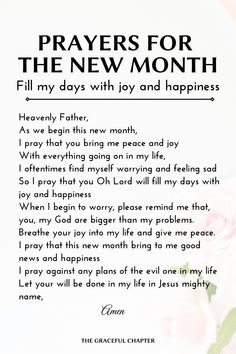 a poem with flowers and the words prayer for the new month