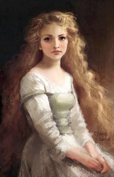 a painting of a woman with long blonde hair