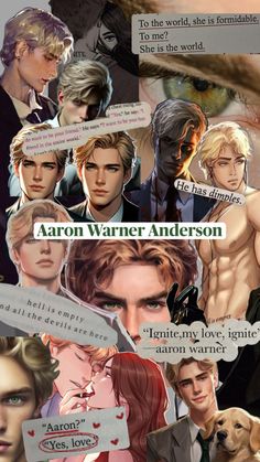 an image of some people with different faces and words on them that say aaron warmer anderson