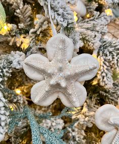 an ornament is hanging on the christmas tree