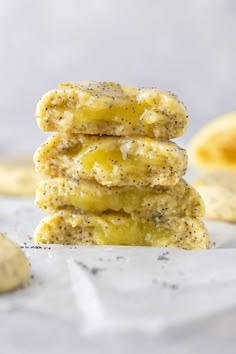 a stack of lemon poppy seed cookies sitting on top of each other