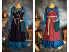 Viking Woman Costume, Ren Faire Costume, Dress Apron, Viking Dress, Woman Costume, Medieval Europe, Viking Costume, Wool Bags, Early Medieval