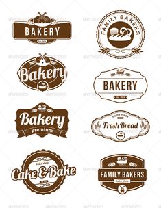 vintage bakery labels - food objects logo templates