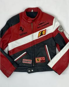 F1 Jacket Outfit, Red Ferrari Jacket, Vintage Ferrari Jacket, F1 Fits, F1 Clothing, F1 Outfit