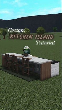 Cool Things To Add To Your Bloxburg House, Bloxburg Kitchen Island Ideas, Bloxburg Kitchen Ideas Tutorial, Bloxburg Chair Custom, Bloxburg House Decor Ideas Kitchen, House Building Ideas Bloxburg, Bloxburg Island Kitchen, Bloxburg House Ideas Blueprint, Block Burg House Ideas