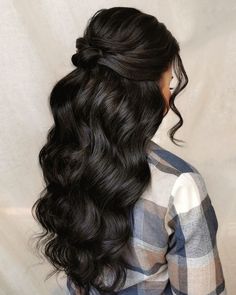 Bridesmaid Hair Inspo, Bridemaids Hairstyles, Bridesmaid Hair Makeup, Quince Hairstyles, Long Hair Wedding Styles, Prom Hairstyles For Long Hair, Wedding Hair Inspiration, Penteado Cabelo Curto, Long Black Hair