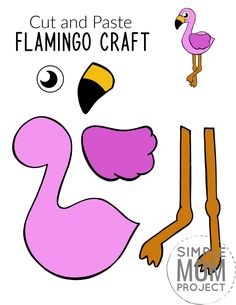 the cut and paste flamingo craft is shown