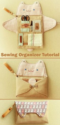 the sewing organizer is organized and ready to be put into an animal purse or pouch