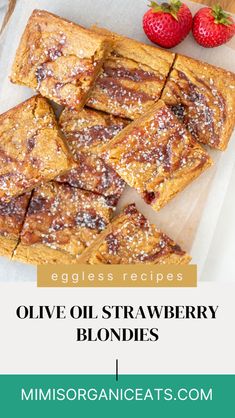 an image of olive oil strawberry blondies