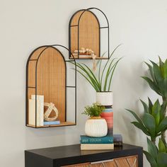 "Get the Brown Bamboo Modern Wall Shelf, Set of 2 24\", 16\" at Michaels. com. Give your home a personalize touch and bring your creative vision to life. Decorate with ease with our eclectic range of home decor. Decorate with fun with Iris And Ivory Add chic beauty and textural dimensions to your open wall space with convenient storage for all your organizational needs. Create a balanced space in the most creative way with this expertly crafted wall shelf for captivating focal point. Maintain an Accent Shelf, An Organized Home, Large Shelf, Modern Wall Shelf, Wood Arch, Shelf Wood, Organized Home, Open Wall, Bamboo Wall