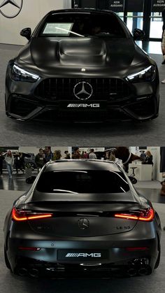 the front and back view of a mercedes car