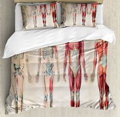 an image of a bed set with muscles on the sheets and pillowcases that have been made to look like human body parts