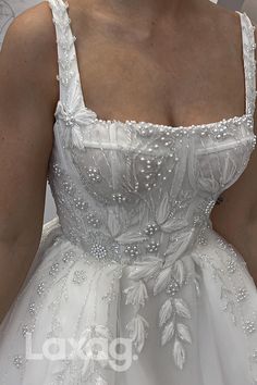 15516 - Spaghetti Pearls Appliqued Bone Bodice A Line Bridal Wedding G – Laxag Wedding G, Wedding Gown Styles, Pretty Wedding Dresses, Dream Wedding Ideas Dresses, Pretty Wedding, Wedding Dress Inspiration, Dream Wedding Dresses, Fancy Dresses, Dream Dress