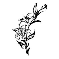 a black and white drawing of flowers on a white background