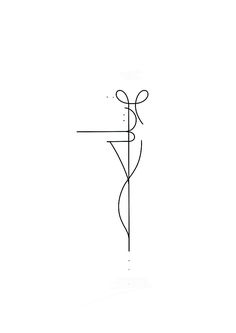 an abstract line drawing of a person with a bow on it's head and arms