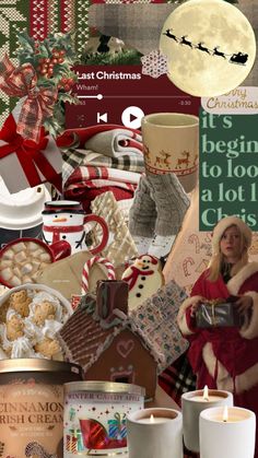 a collage of christmas items including coffee, tea cups and cookies with the caption it's beginning to look like a lot more festive