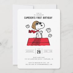 a birthday card with a cartoon character on the front, and an image of a dog in