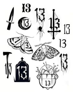 some type of tattoo design with numbers and moths