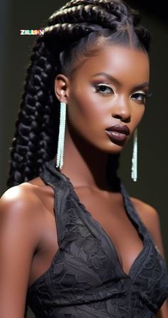 Beautiful African Woman Portrait, Braids Editorial Fashion, Long Braids Editorial, Editorial Braids Black Women, Black Woman Beauty Editorial, Woman Pictures, Black Ponytail Hairstyles, Goddess Braids Hairstyles