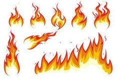 a set of fire flames on a white background