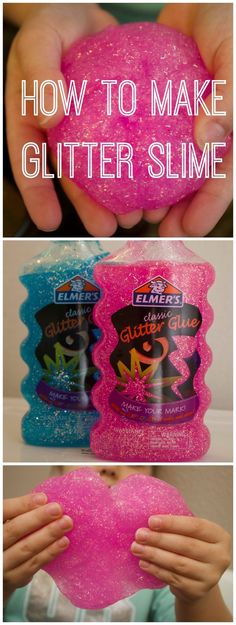 how to make glitter slime with the help of an adult and child's hands