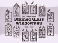 stained glass windows with the words stained glass windows 3 in front of them and an image of