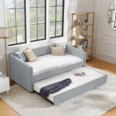 a day bed with pull out trundle in a living room