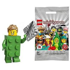 a lego minifigure holding up a bag of stickers