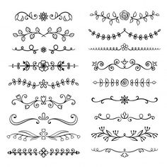 a set of hand drawn floral design elements stock photo - image 349784