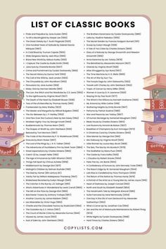 the list of classic books for kids and adults to read in their library, including children's books