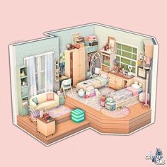 an image of a doll house with furniture