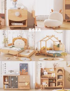 three different views of children's bedroom furniture