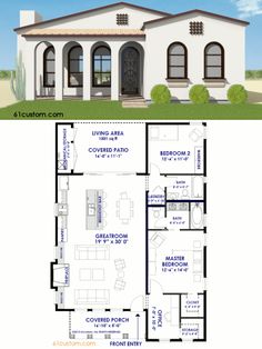 the floor plan for a two story house with an attached garage and living room area